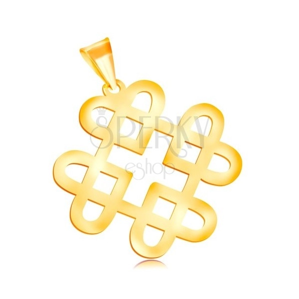 Prívesok v žltom 14K zlate - lesklý ornament zo štyroch kontúr srdiečok