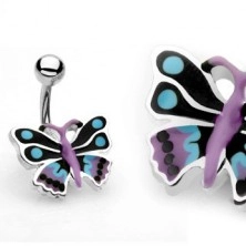 Piercing do pupku farebný motýľ