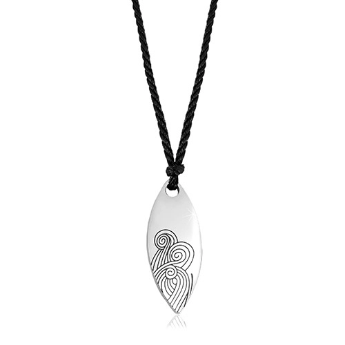 E-shop Šperky Eshop - Čierny šnúrkový náhrdelník s oceľovými príveskom - veľké lesklé zrnko S04.01