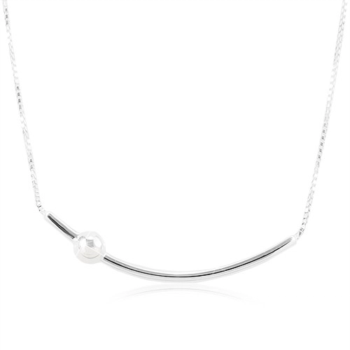 Nastaviteľný náhrdelník - striebro 925, úzky oblúk s guličkou, hranatá retiazka