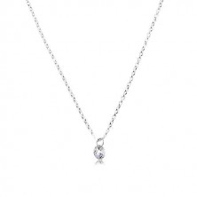 Strieborný 925 náhrdelník, retiazka z oválnych článkov, žiarivý číry zirkón