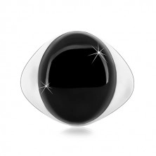Strieborný prsteň 925 s čiernou oválnou glazúrou a lesklými ramenami