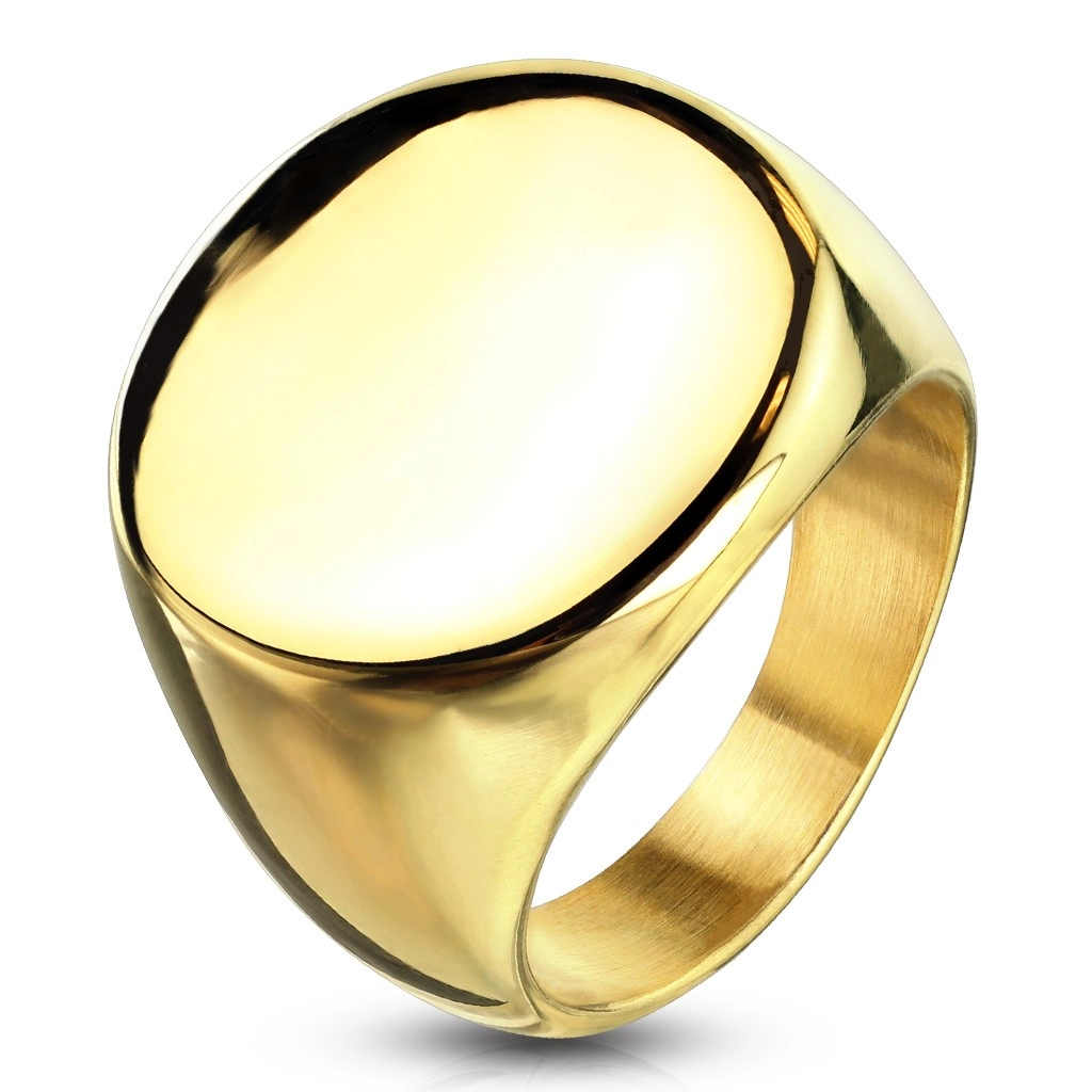 Prsteň z chirurgickej ocele zlatej farby s kruhom, lesklý - Veľkosť: 51 mm