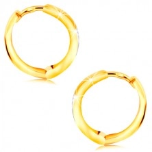 Okrúhle náušnice v zlate 585 - úzky matný kruh, lístočky z bieleho zlata
