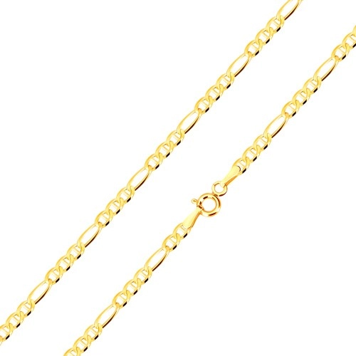 E-shop Šperky Eshop - Retiazka v zlate 585 - vzor Figaro, oválne očká predelené paličkou, 500 mm S3GG101.23