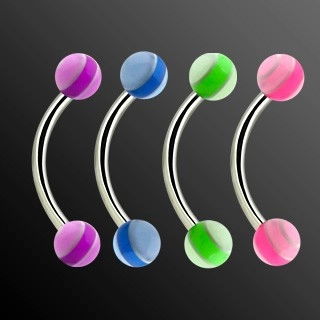 Piercing do obočia - pastelové pruhy - Farba piercing: Ružová