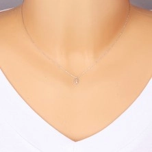 Briliantový náhrdelník z bieleho 9K zlata - kontúra slzy s diamantom, jemná retiazka
