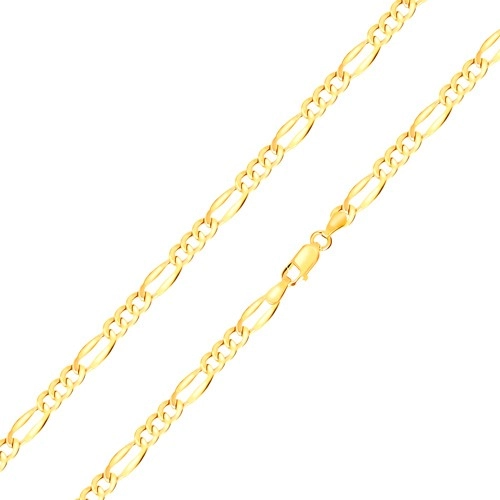 E-shop Šperky Eshop - Retiazka v žltom zlate 585 s motívom Figaro - tri oválne očká, podlhovasté očko, 500 mm GG186.37