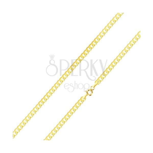 Lesklá retiazka v žltom 14K zlate - ploché, sériovo napájané očká, 500 mm