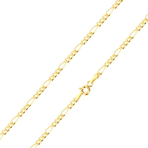 E-shop Šperky Eshop - Retiazka v žltom zlate 585 - vzor Figaro, tri oválne a jedno podlhovasté očko, 450 mm GG187.36