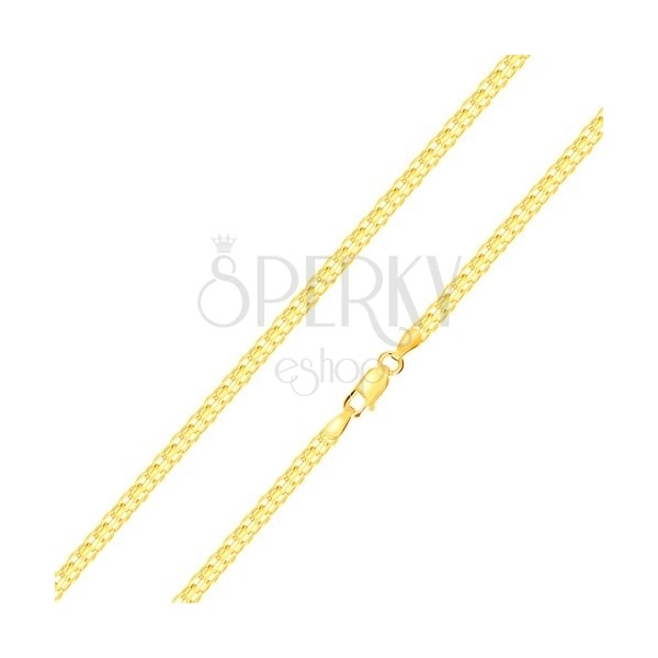 Náramok zo žltého zlata 585 - striedavo napájané zložené očká, 200 mm