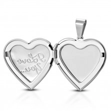 Medailón z chirurgickej ocele - zrkadlovolesklé srdiečko, nápis "I Love You.."