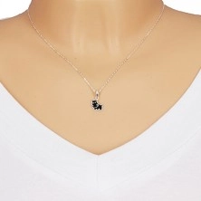 Strieborný 925 náhrdelník - hrošík zdobený čiernou glazúrou, ligotavá retiazka