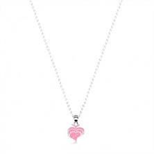 Strieborný 925 náhrdelník - lesklá retiazka, rybička zdobená ružovou glazúrou