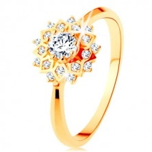 Zlatý prsteň 375 - trblietavé slnko zdobené okrúhlymi čírymi zirkónikmi