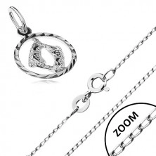 Strieborný náhrdelník 925 - lesklá retiazka, prívesok znamenia RYBY