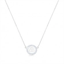 Strieborný 925 náhrdelník - keltský uzol, zirkóny, špirálovitá retiazka