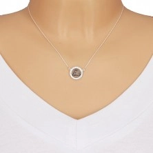 Strieborný 925 náhrdelník - keltský uzol, zirkóny, špirálovitá retiazka