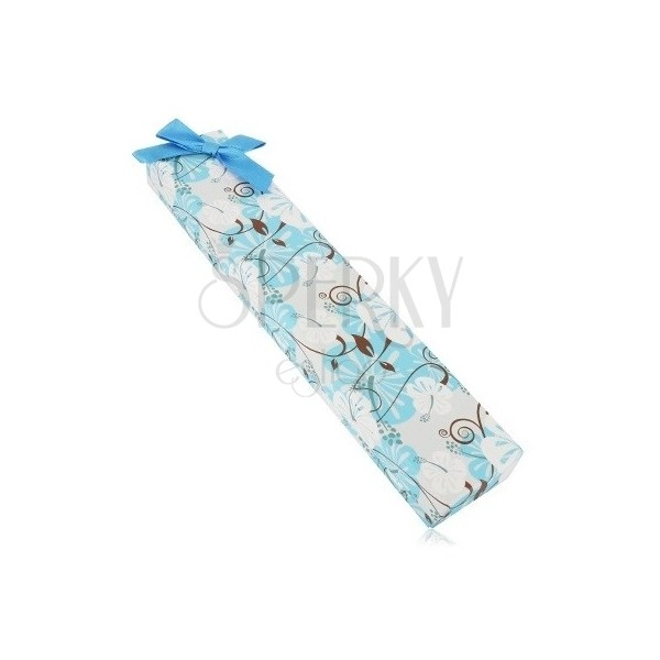 Darčeková krabička na retiazku alebo náramok - ibištek, modrá mašľa