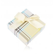 Darčeková krabička na prsteň alebo náušnice - žltý károvaný vzor, mašľa