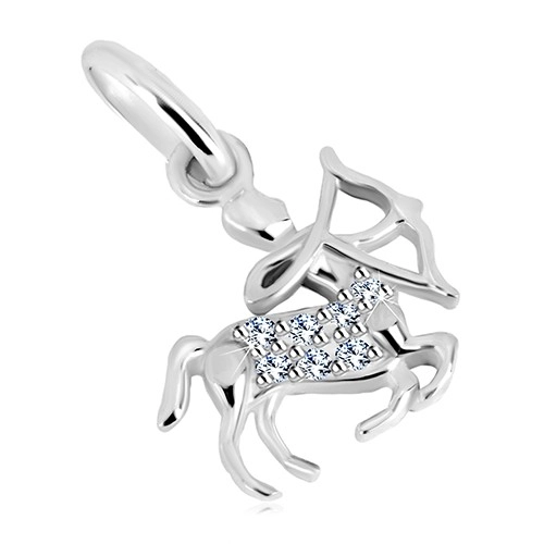 E-shop Šperky Eshop - Prívesok zo striebra 925 - kentaur s lukom a zirkónmi, znamenie STRELEC S54.22