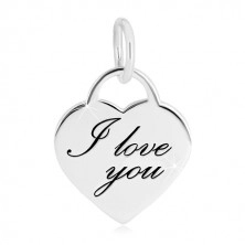 Strieborný 925 prívesok - srdcový zámok, jemne gravírovaný nápis "I love you"