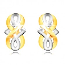 Náušnice v 9K zlate - symbol nekonečna, keltský uzol v bielom zlate, puzetky