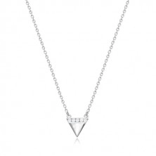 Strieborný náhrdelník 925 - obrátený trojuholník, ligotavá zirkónová línia