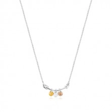 Strieborný 925 náhrdelník - zahnutý šíp, trojfarebné krúžky "I HEART YOU"