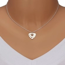 Strieborný 925 náhrdelník - pravidelné srdce so srdiečkovými výrezmi, nápis "MUM"