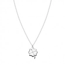 Strieborný náhrdelník 925 - štvorlístok pre šťastie, srdiečkový výrez, ligotavá retiazka