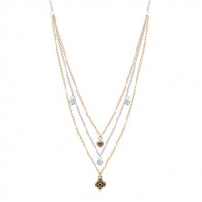 Strieborný náhrdelník 925 - trojfarebné retiazky s príveskami, číre a čierne zirkóny