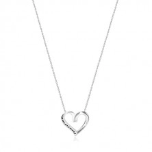 Strieborný 925 náhrdelník - stuha zvinutá do srdiečka, "Forever in my heart"