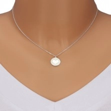 Strieborný 925 náhrdelník - lesklý kruh, matný kruh so srdiečkovým výrezom