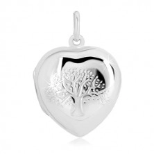 Medailón zo striebra 925 - súmerné srdce s jemným gravírovaním, strom života