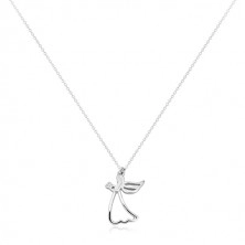 Strieborný 925 náhrdelník - vyrezávaný anjel so srdiečkom, číry diamant