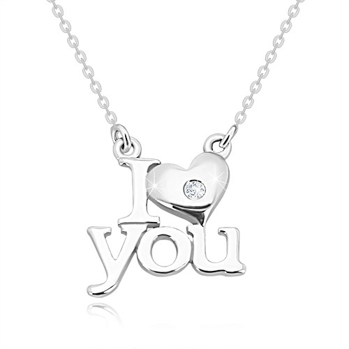 E-shop Šperky Eshop - Briliantový náhrdelník zo striebra 925, "I heart you", retiazka z oválnych očiek S58.24