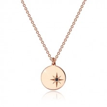 Strieborná sada 925, ružovozlatý odtieň - náramok a náhrdelník, kruh, Polárka a diamant