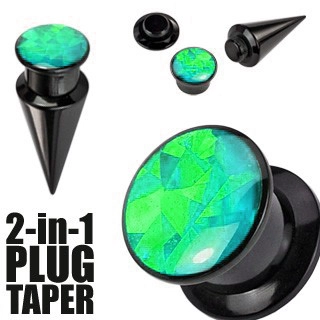 Expander a plug v čiernom farebnom odtieni - čierna a zelená skrutka - Hrúbka: 3 mm