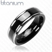 Titánový prsteň, čierny pás 