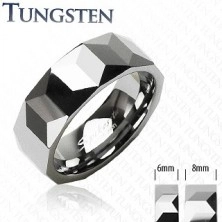 Tungstenový prsteň - vzor hranolov