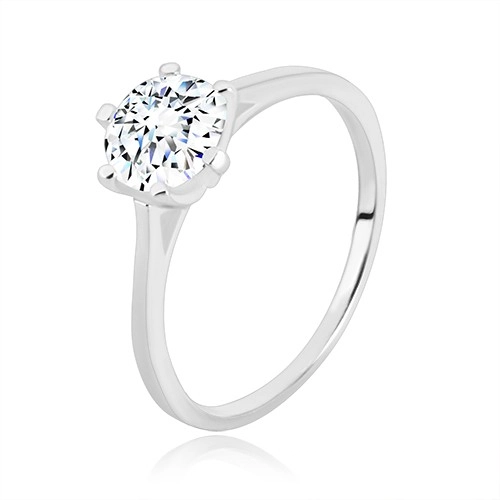 E-shop Šperky Eshop - Zásnubný prsteň zo striebra 925 - úzke ramená, trojuholníky a zirkón, 7 mm BB08.13