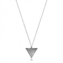Sada zo striebra 925 - náhrdelník a náušnice, obrátený trojuholník s patinovanými líniami
