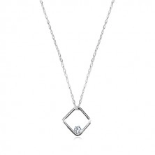 Briliantový náhrdelník z bieleho zlata 375 - lesklý kosoštvorec s diamantom