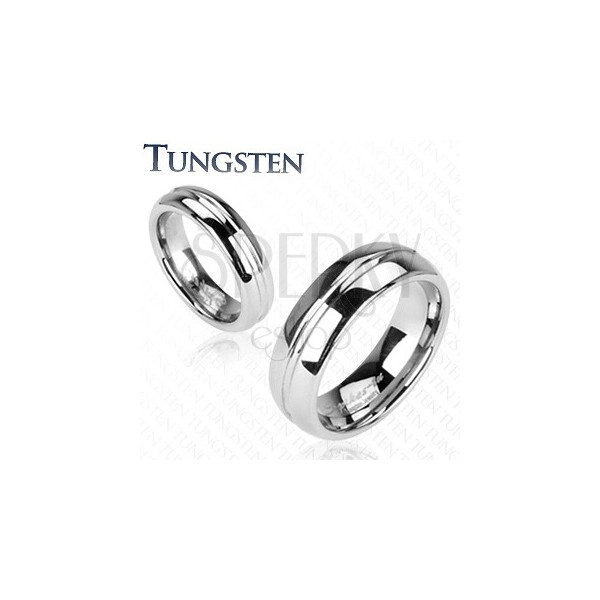 Tungstenový prsteň, vrytý stredový pruh