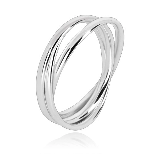 Trojitý prsteň zo striebra 925 - úzke prepojené prstence s lesklým povrchom - Veľkosť: 51 mm
