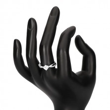 Zásnubný prsteň, striebro 925, zvlnené prepletené ramená, číry zirkón