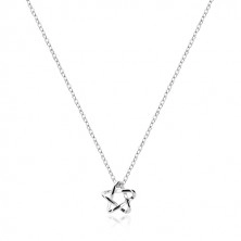 Strieborný náhrdelník 925 - prívesok s motívom pentagramu, retiazka z oválnych očiek