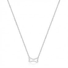 Strieborný náhrdelník 925 - zirkónová kostička, list, lesklá retiazka z oválnych očiek