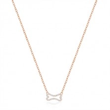 Strieborný náhrdelník 925 ružovozlatej farby - zirkónová kostička, jemná retiazka, karabínka